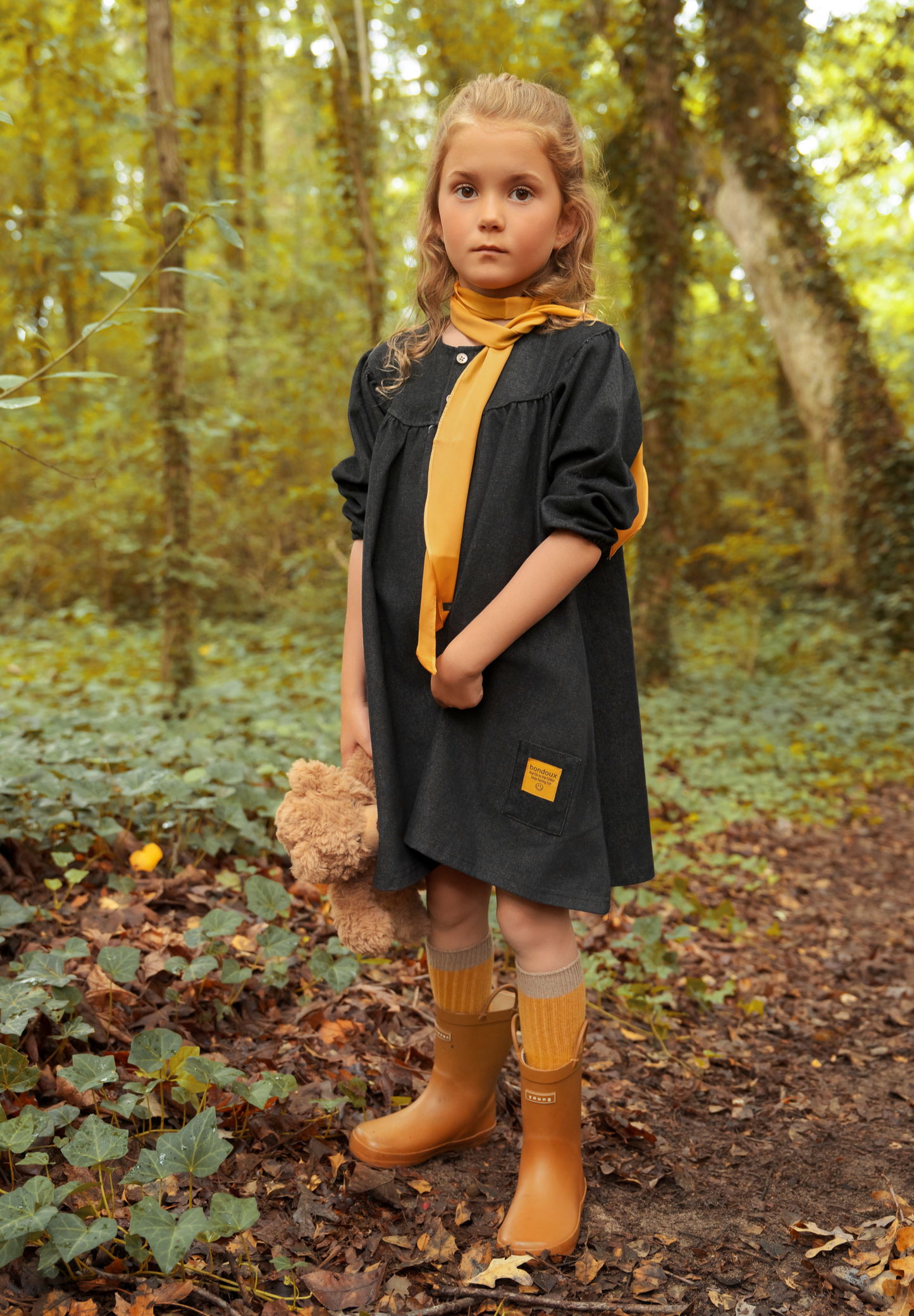 Denim With Yellow Patch Dress