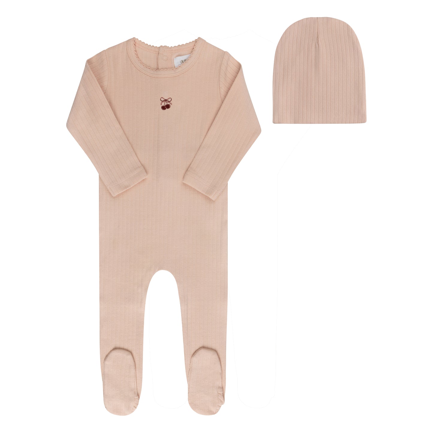 Pointelle Bow Print Collection Footie + Beanie