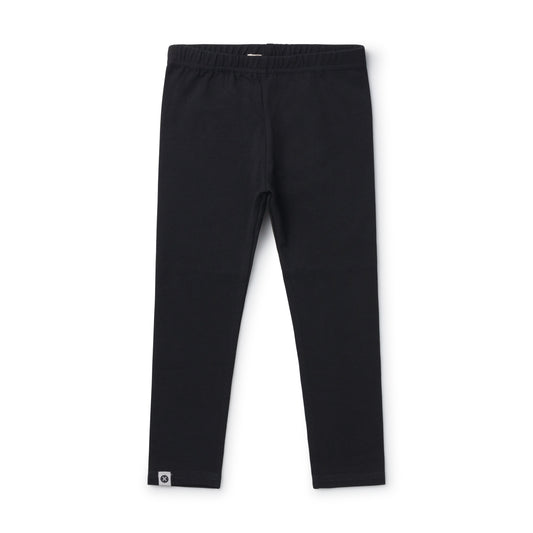 Black cotton long leggings with elastic waist