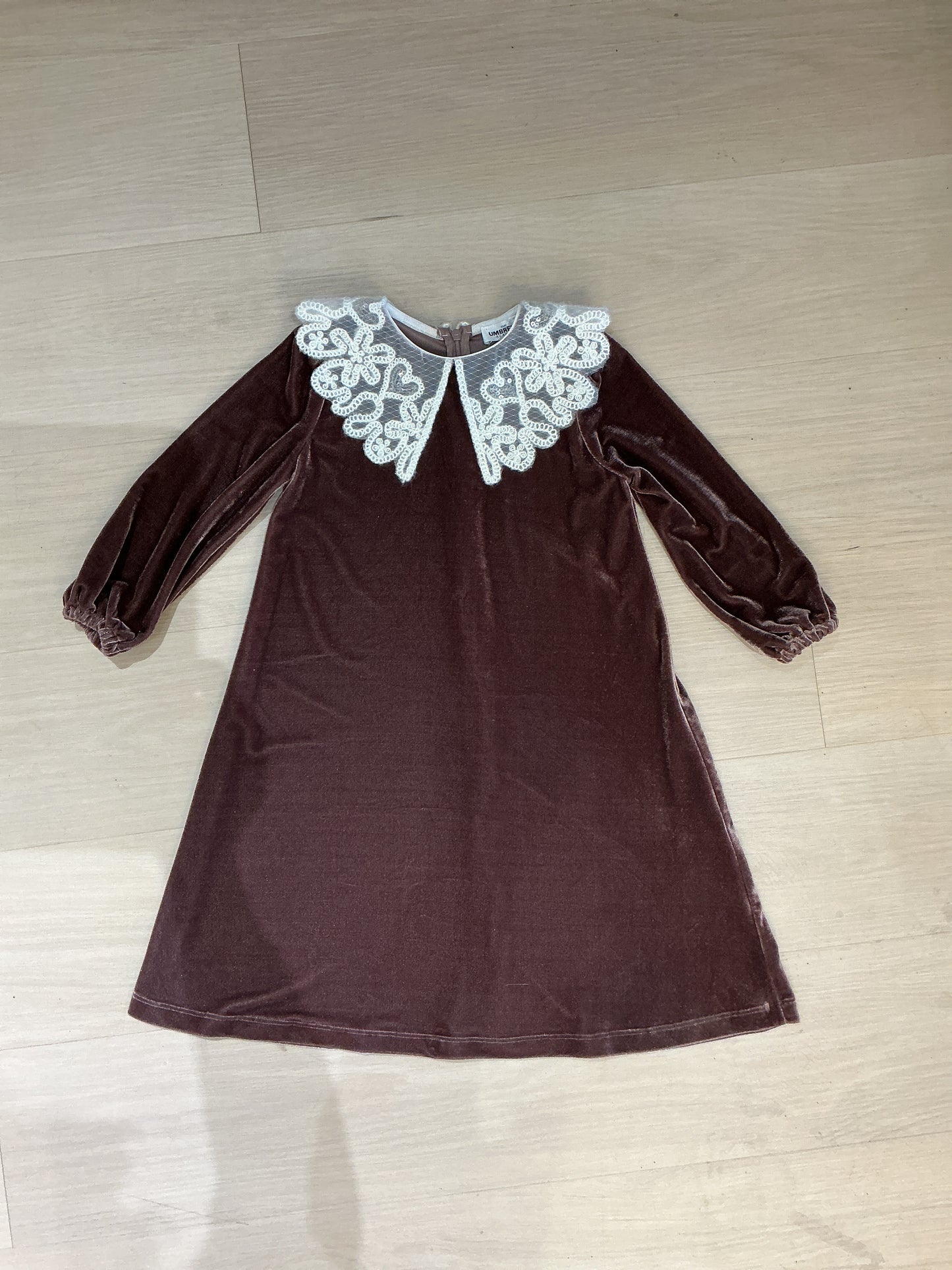Velvet Dress With Lace Collar