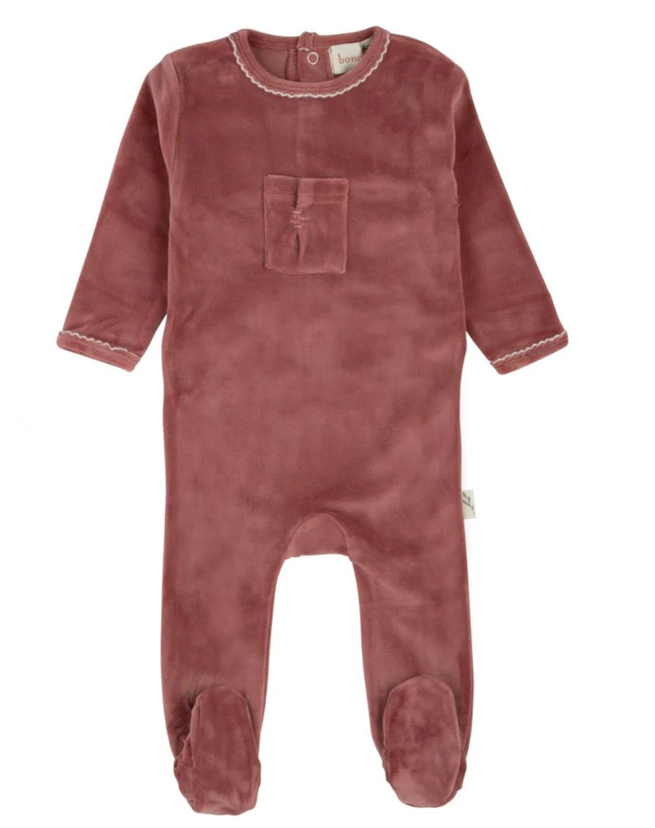 Stitched velour footie