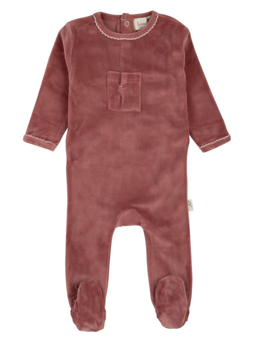 Stitched velour footie