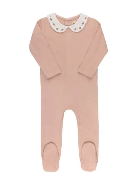 Embroidered Trim Collection Footie + Bonnet