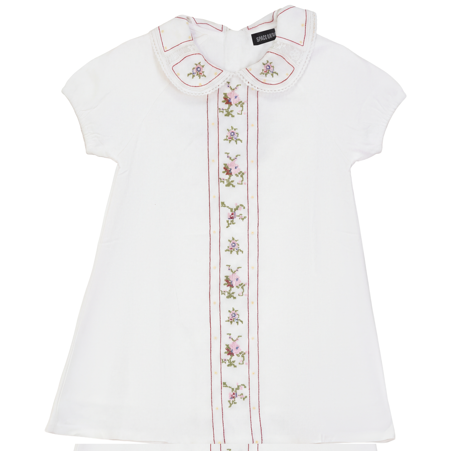 Girls Embroidery Floral Front Colomn Dres