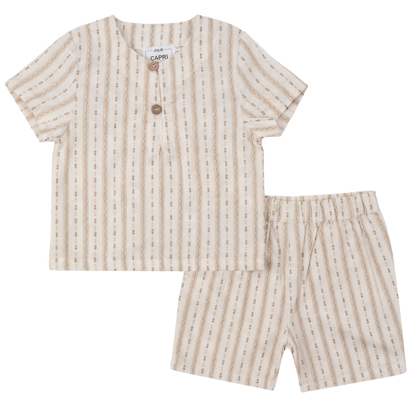 Boys Cotton Striped Design Shirt And Shorts Set