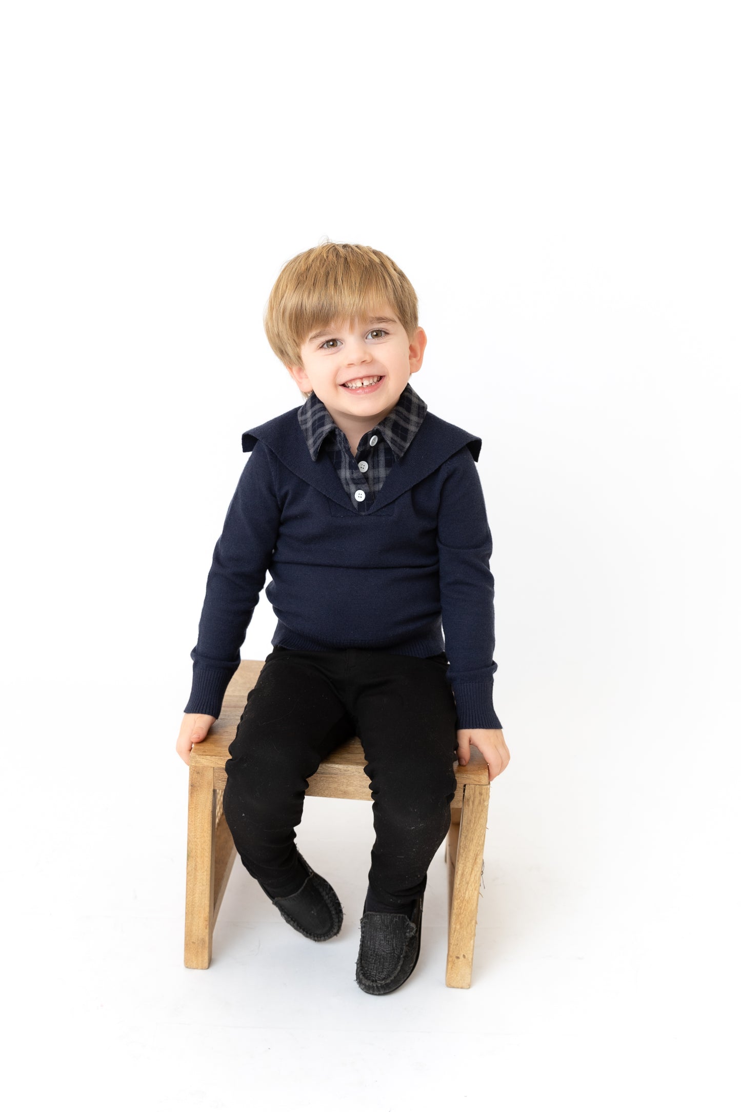 Velvet Plaid Knit Shirt - Boys