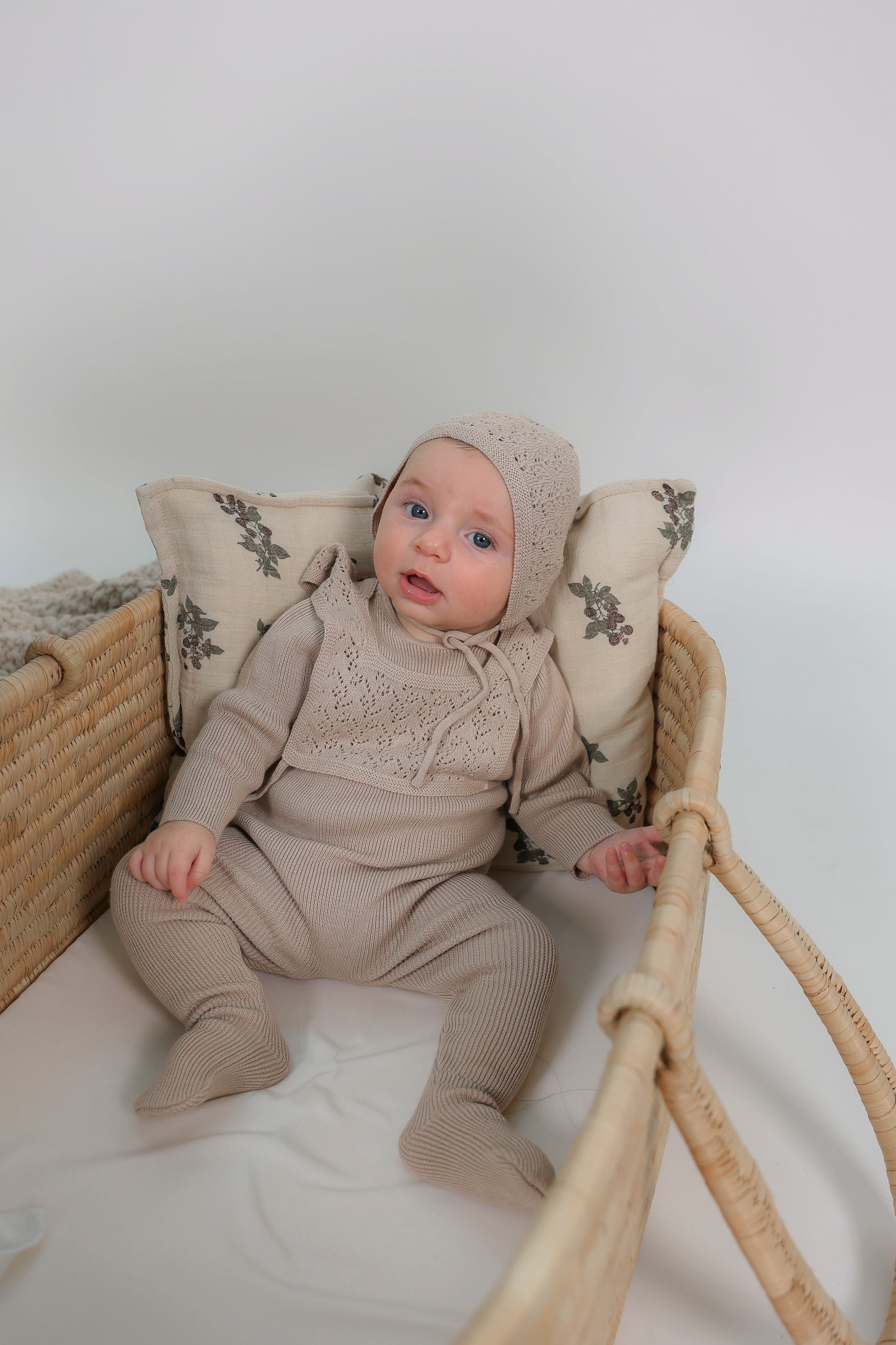 Knit Romper with Lace Bib