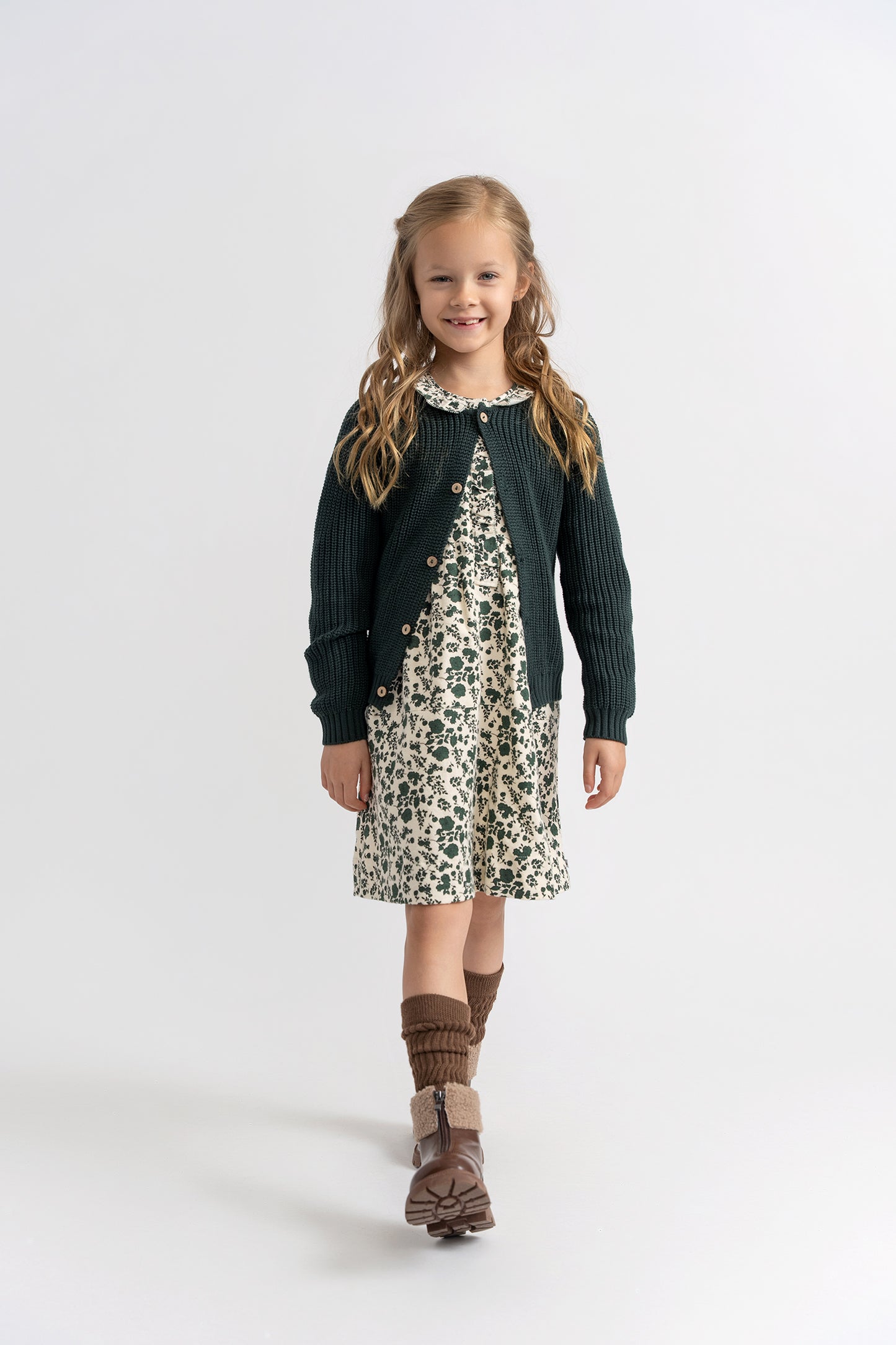 Flannel Green Flowers Dress