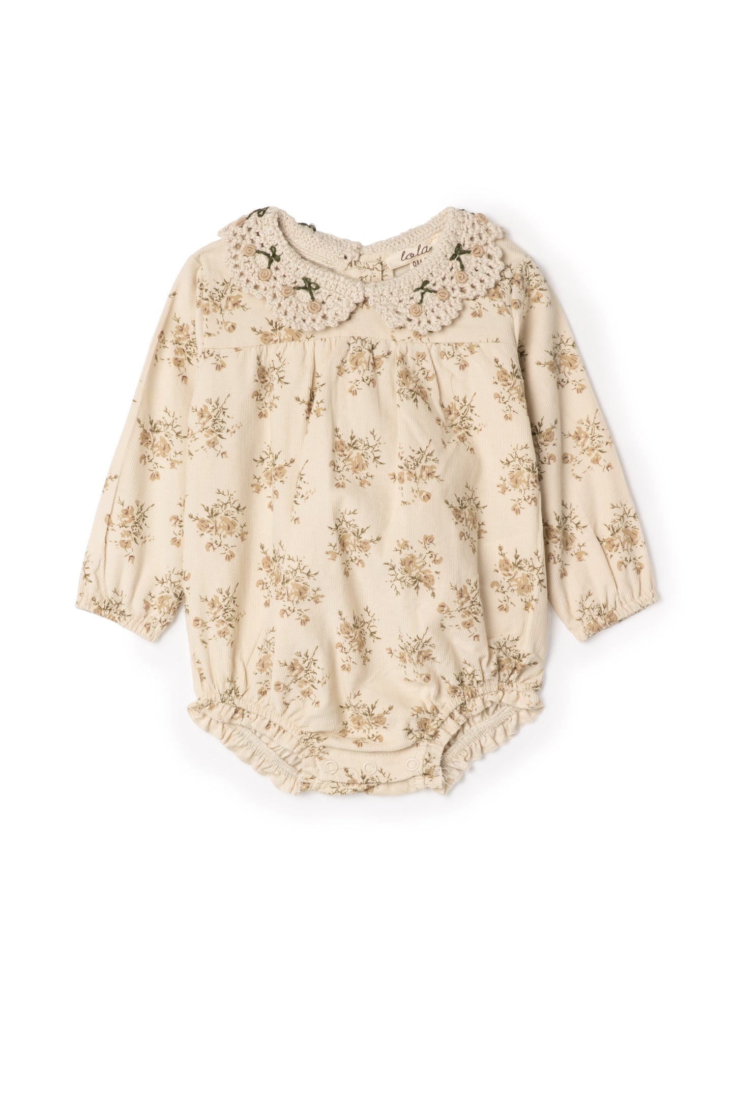 Girls Short Onesie With Crochet Collar