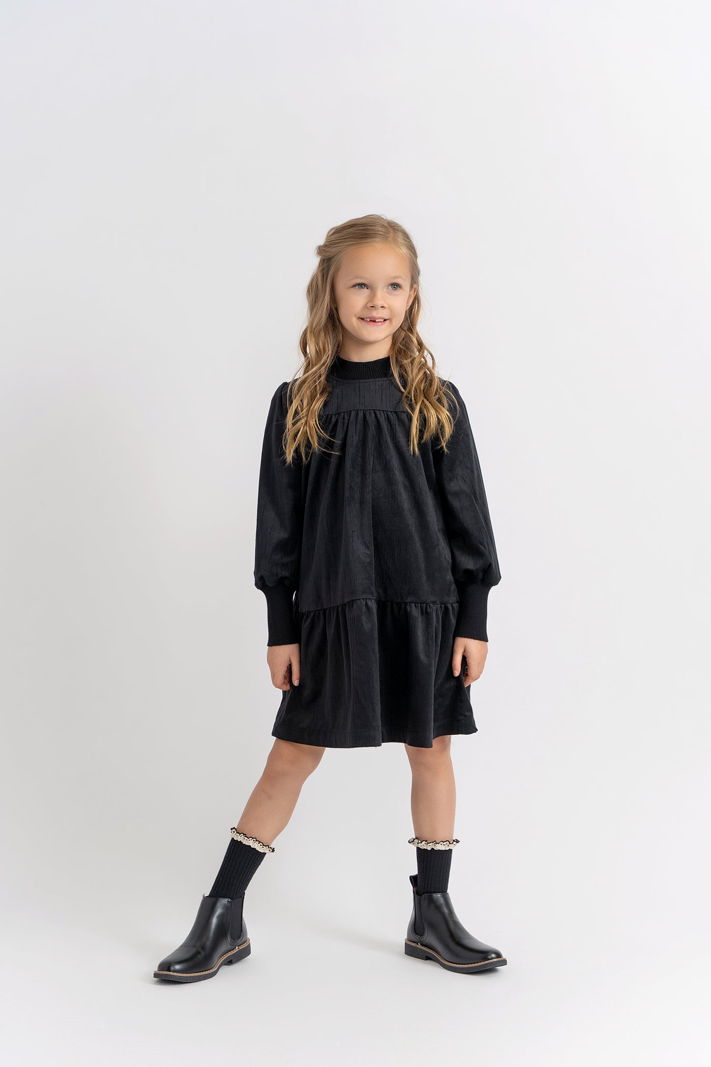 Dress with Rib Knit Trim
