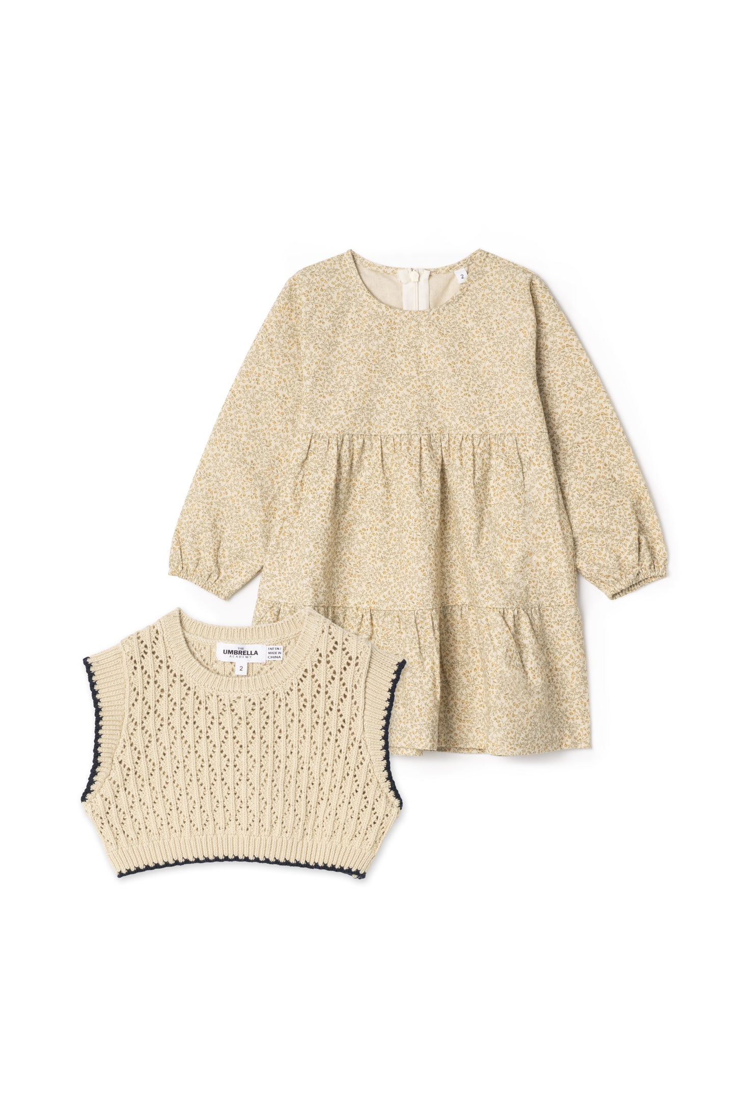 Floral Dress With Knit Vest