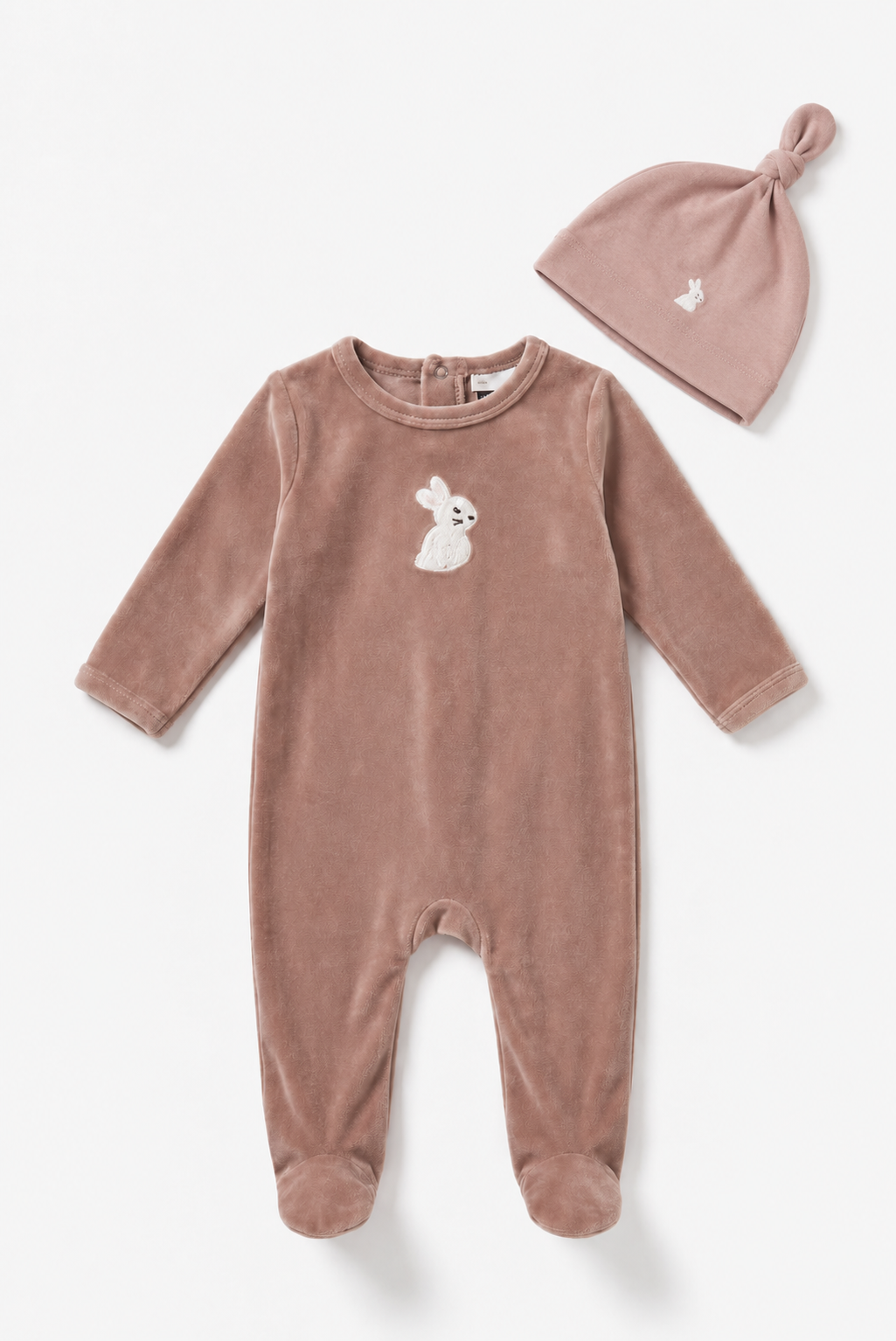 Baby Romper Set With Bunnies At Chest