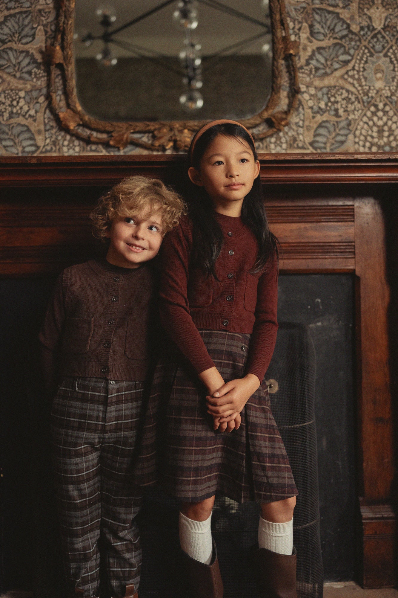 Boys Plaid Woven Long Pants