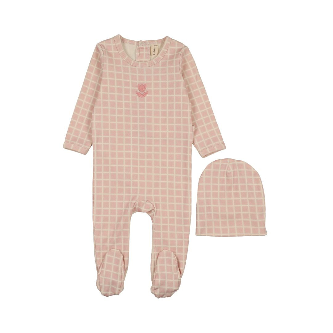 Checkered Embroidered Footie Set