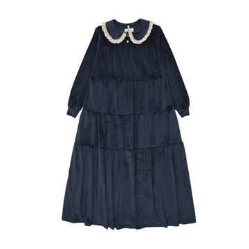 Velour Maxi Robe-Navy