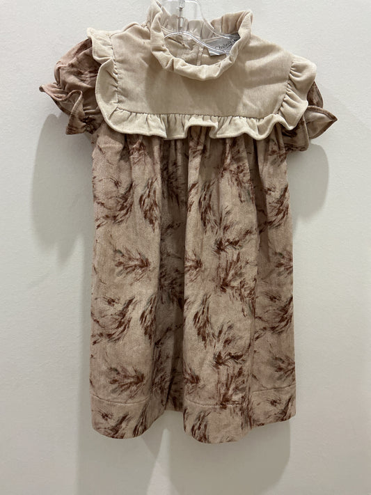 Velour with Square Bib and Ruffle Dress