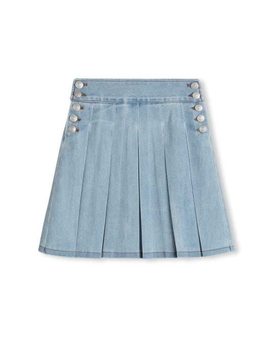 Grace Pleated Stretch Denim Skirt