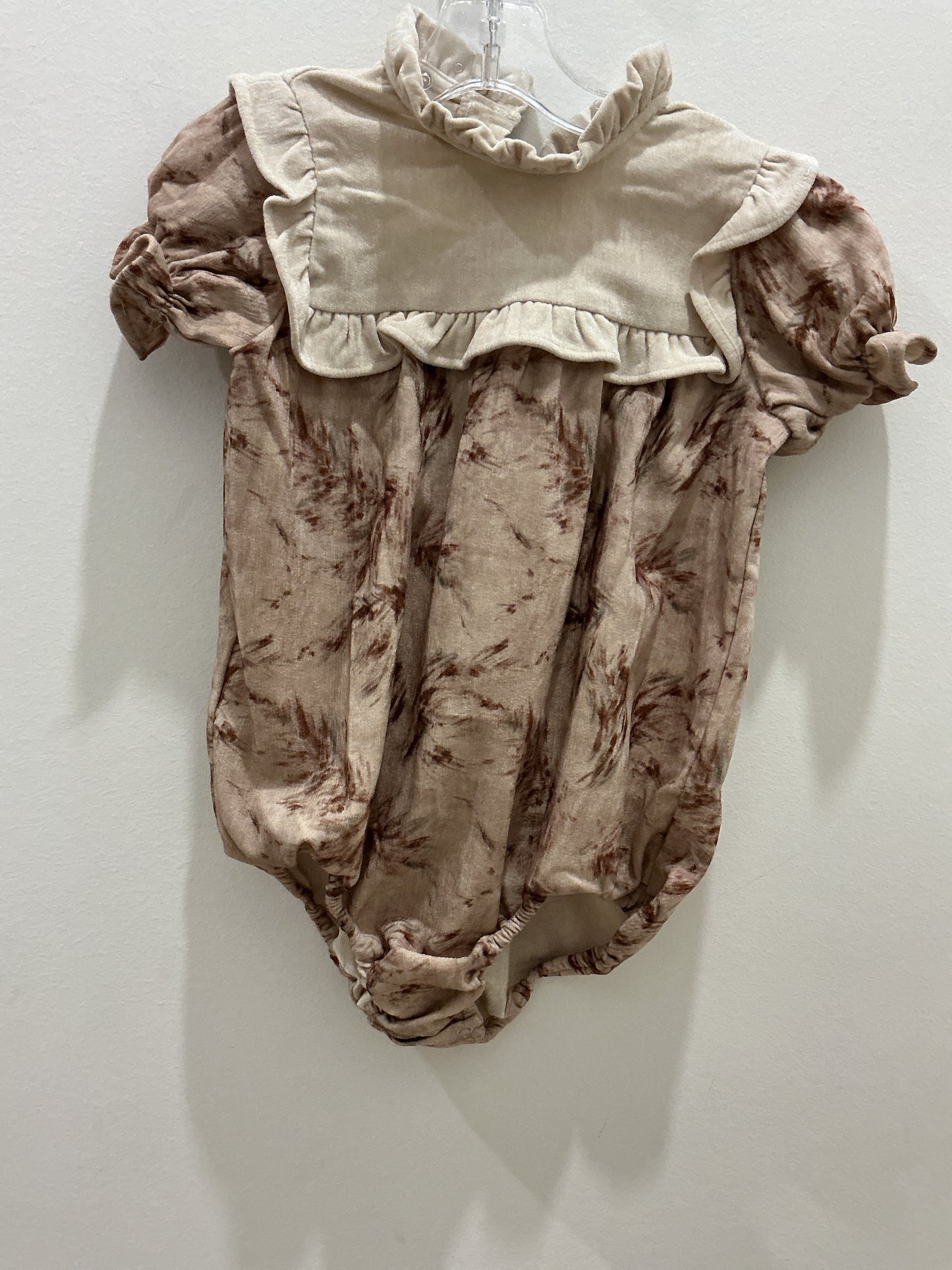 Velour with Square Bib and Ruffle Romper