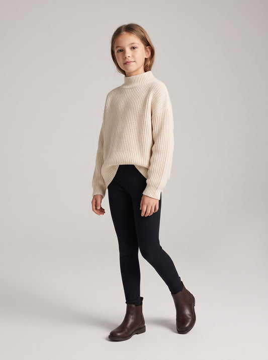 Long ribbed leggings in dark color