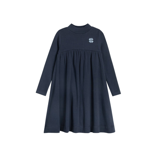 Embroidered Clover Navy/Blue Dress