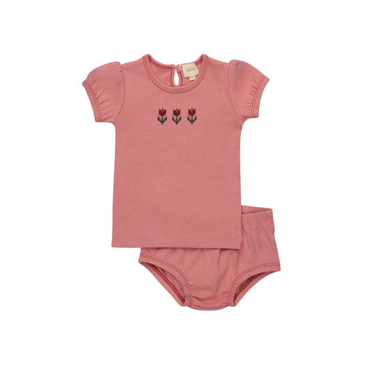 Cotton Crossstich Tulip Collection Tshirt + Bloomer