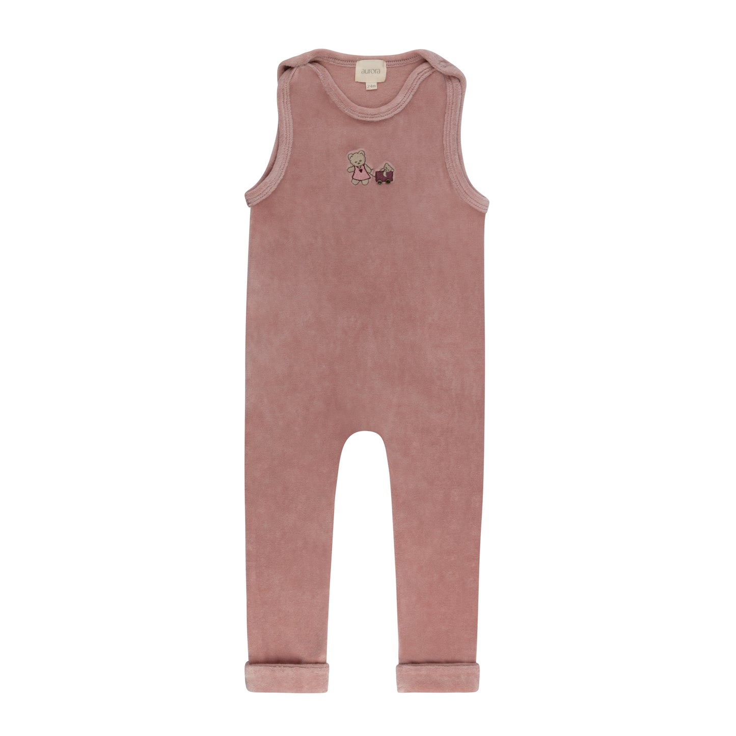 Embroidered Bear Mockneck Bodysuit & Overall