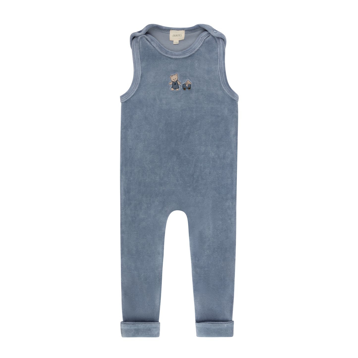 Embroidered Bear Mockneck Bodysuit & Overall