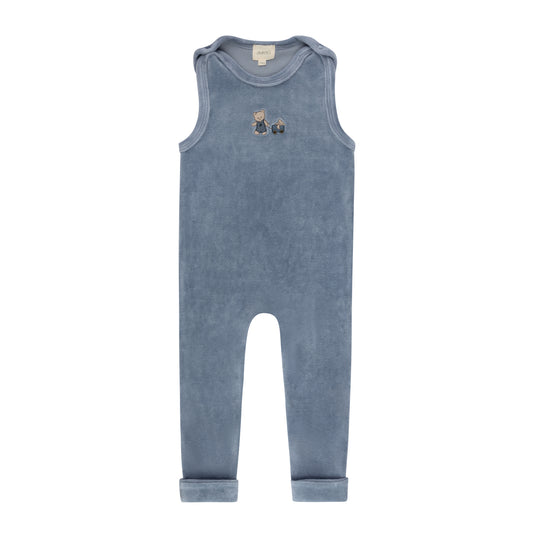 Embroidered Bear Mockneck Bodysuit & Overall