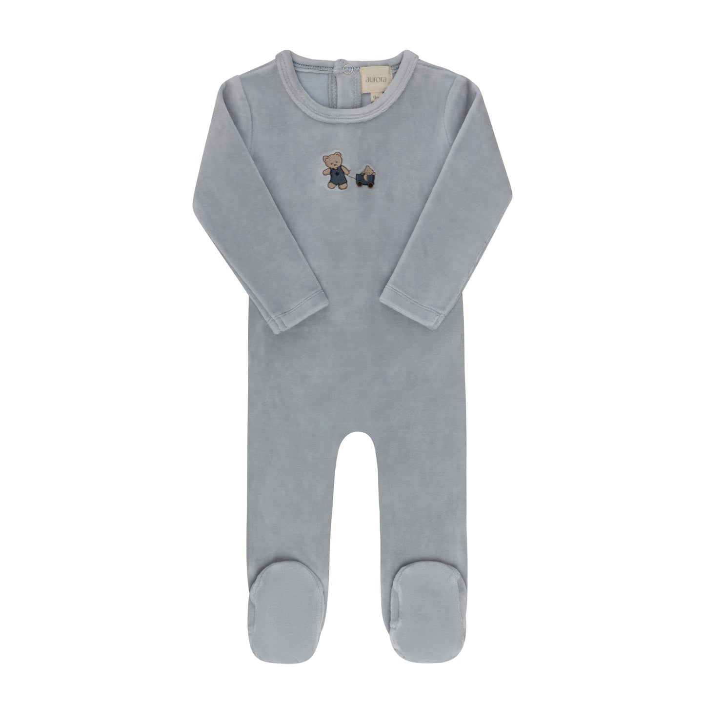 Embroidered Bear Footie + Beanie