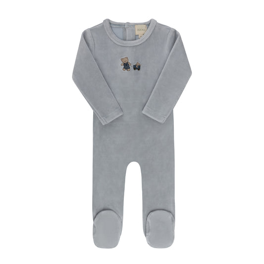Embroidered Bear Footie + Beanie
