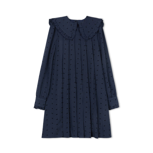 Blue Pinstripe Bow Dress