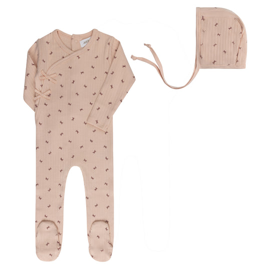 Bow Pattern Collection Footie + Bonnet