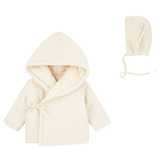 Cream/Beige Polka Dot Muslin Sweater