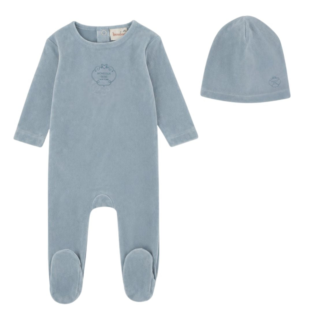Embossed Baby Blue Footie