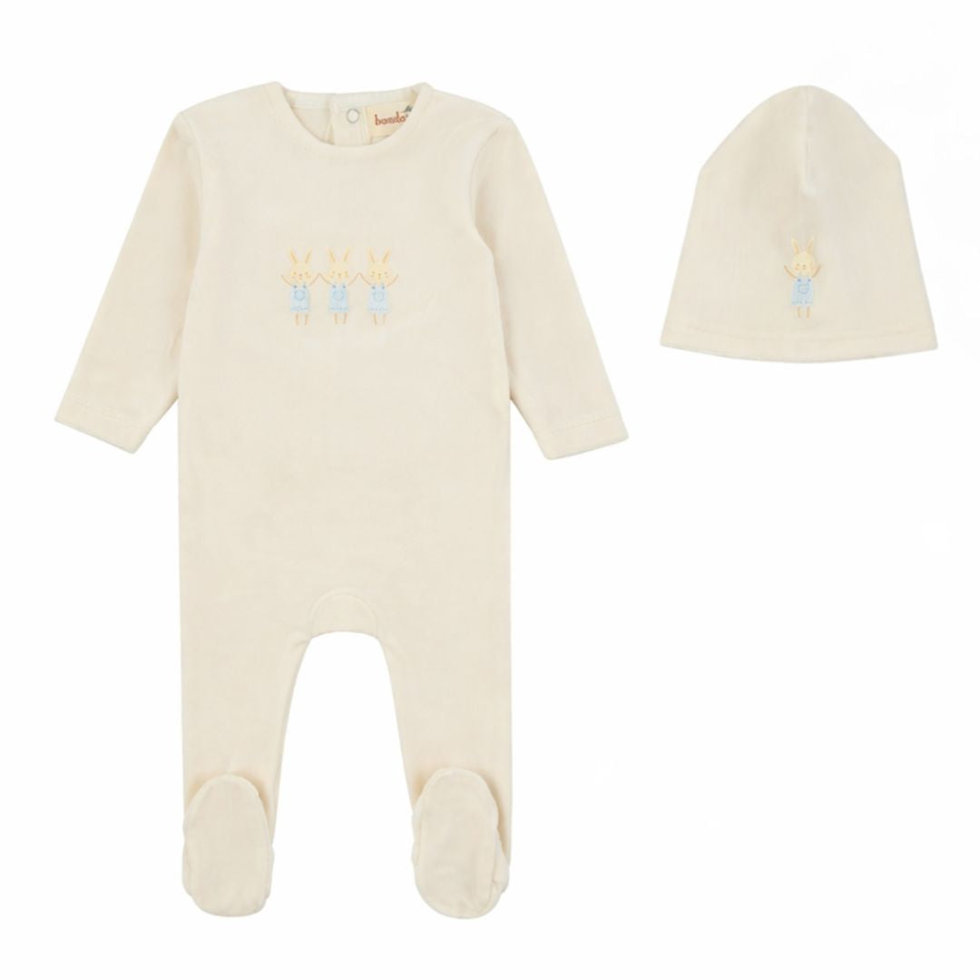 Bunny Off White/Blue Footie