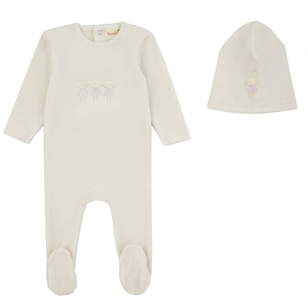 Bunny Off White/Pink Footie