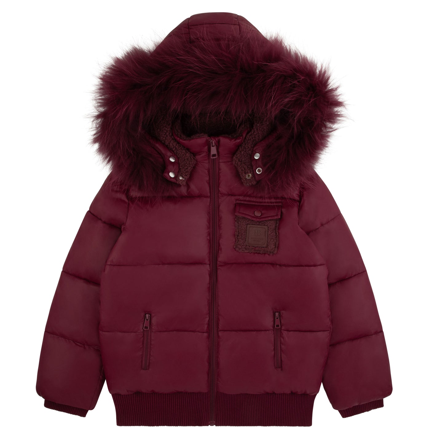 Leather Patch Sherpa Pocket Plum Jacket