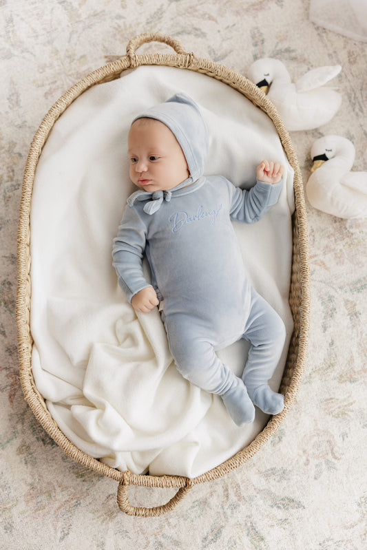 Darling Leaf Footie Set - Blue Wisp