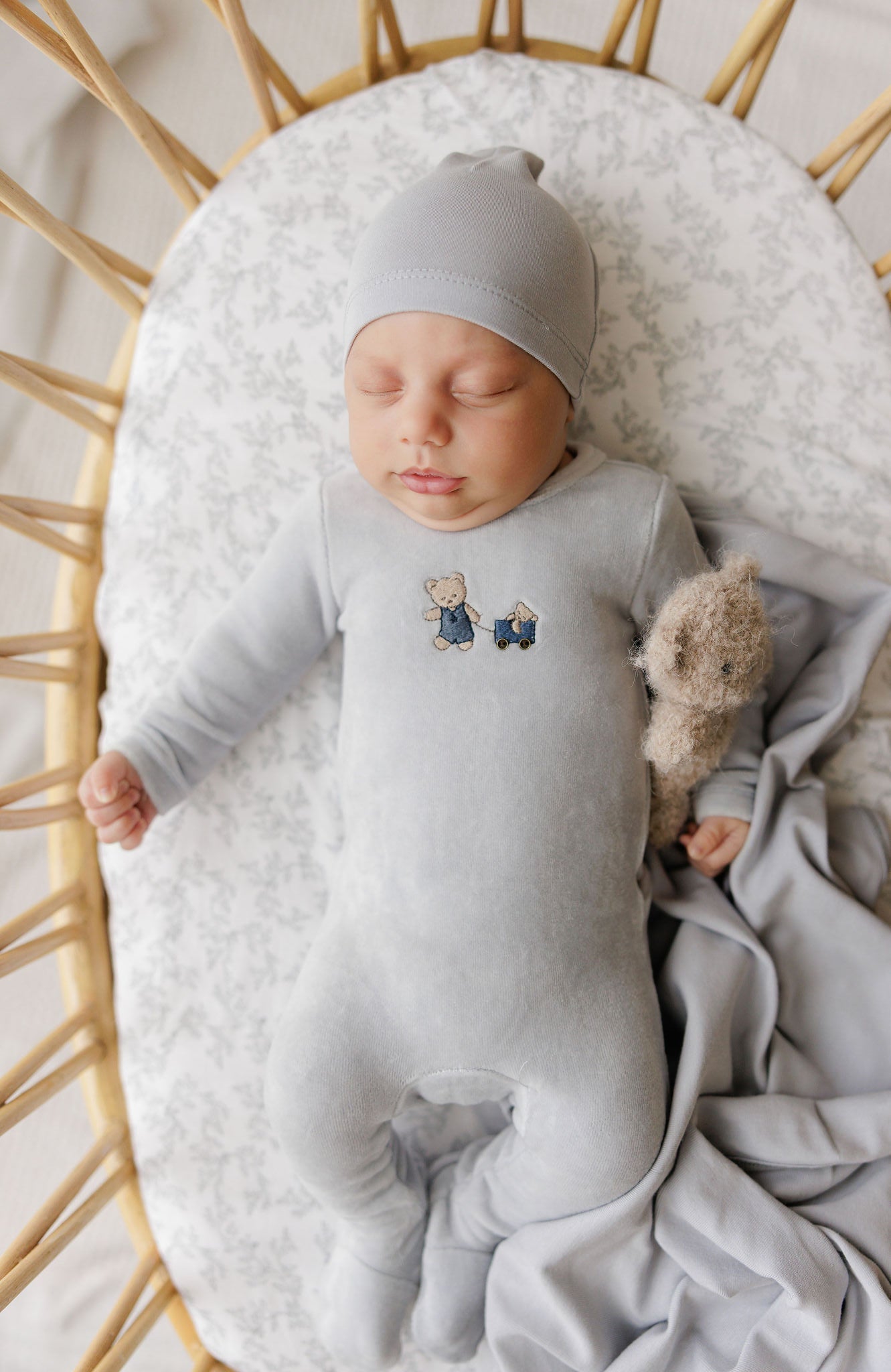 Embroidered Bear Footie