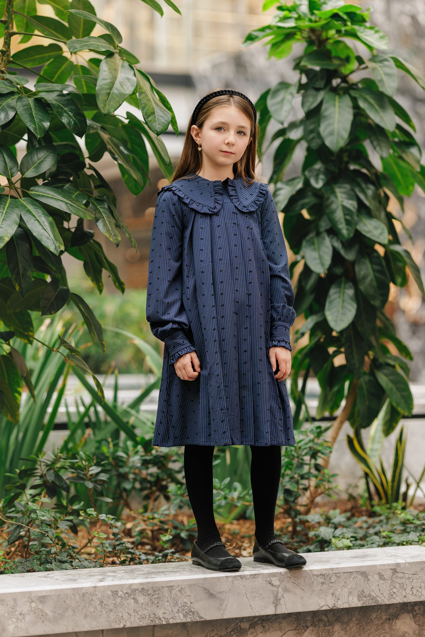 Blue Pinstripe Bow Dress