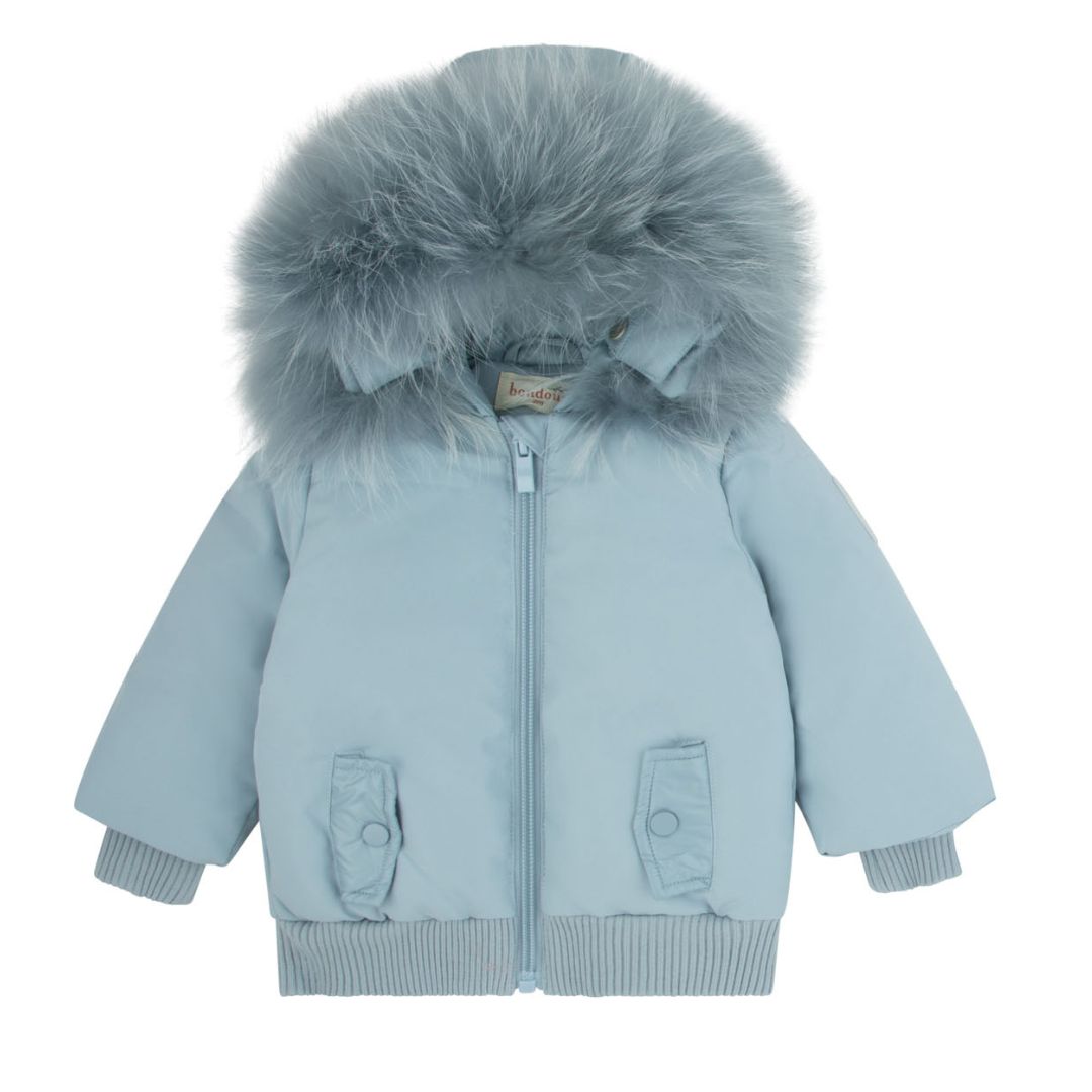 Matt/Shiny Detail Light Blue Jacket