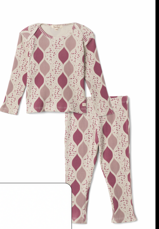 2 PC Long sleeve with 3x3 Rib with print