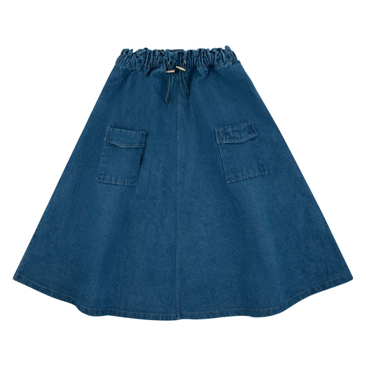 Basic Denim Denim Blue Pocket Skirt