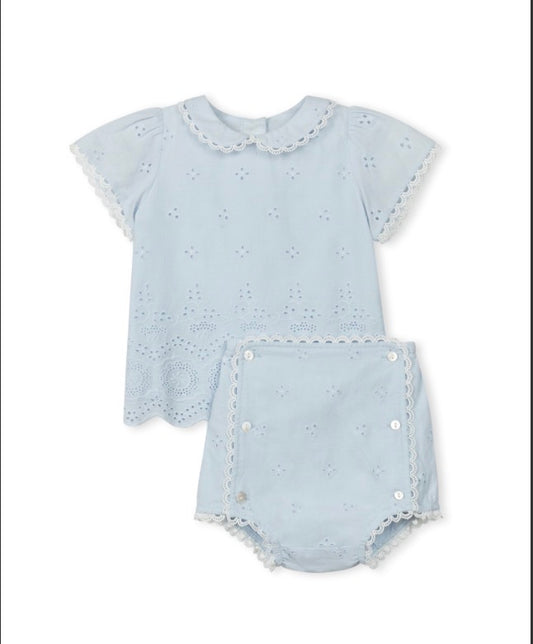 Avery Eyelet Lace Trim Blouse And Bloomer