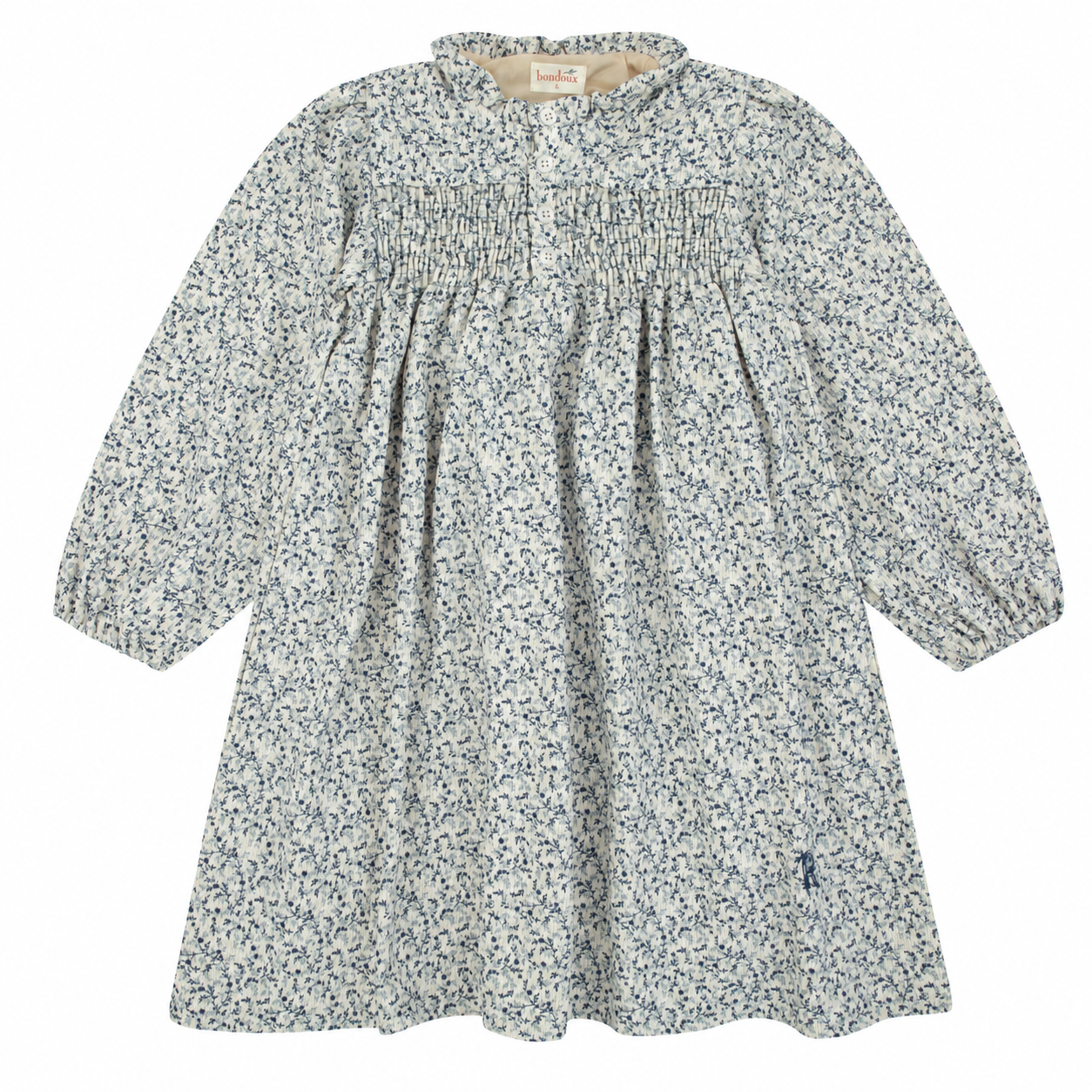 Corduroy Navy Print Dress