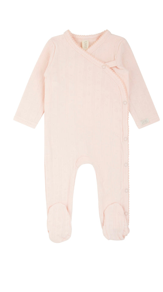 Pointelle Heart Footie – Soft Pink