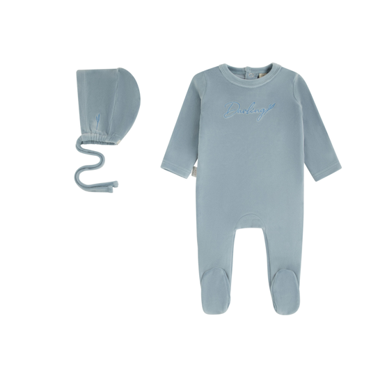 Darling Leaf Footie Set - Blue Wisp