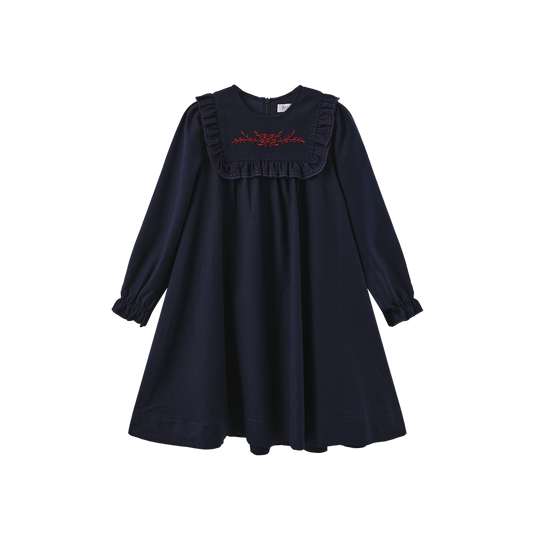 Pilro Wool Embroidered Bib Dress