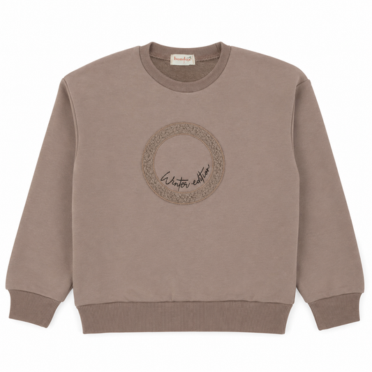 Sherpa Embroidery Taupe Top
