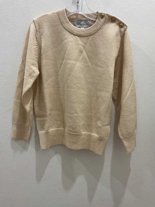Crew Neck Sweater with 3 Gold Buttons